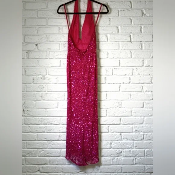 ASHLEYlauren Elegant Pink Sequin Halter Dress Size 8